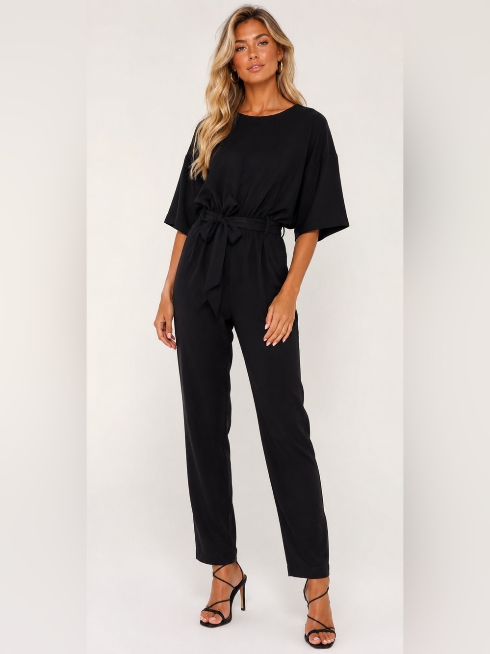 IRO Black Tie Waist Jumpsuit Size 36 / Small Paris Minimalist